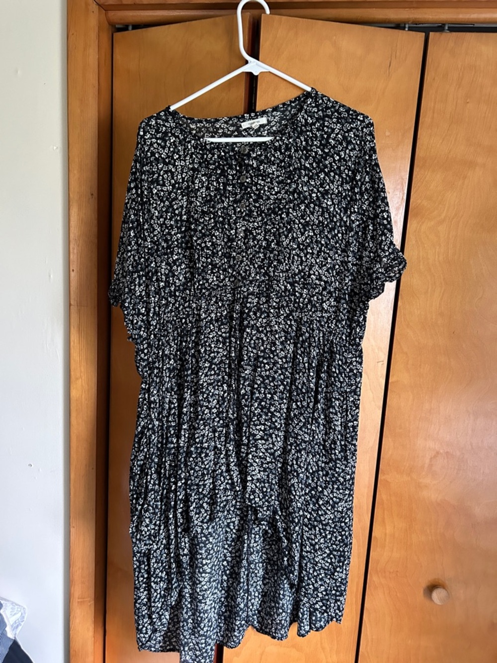 Black Floral Smocked Waist Women’s Dress Top